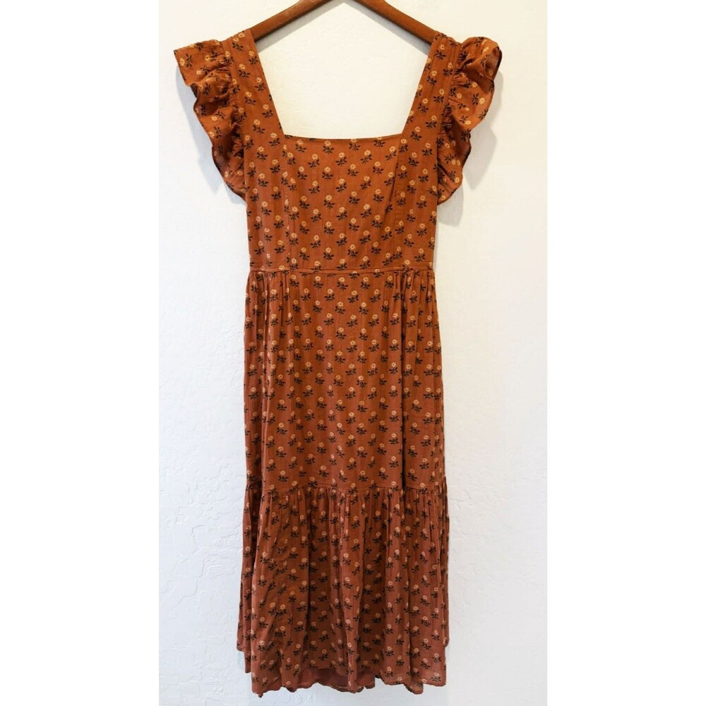 Madewell Ruffle Tiered Midi Dress Medium Floral Summer Cottagecore Festival Boho - Picture 3 of 8